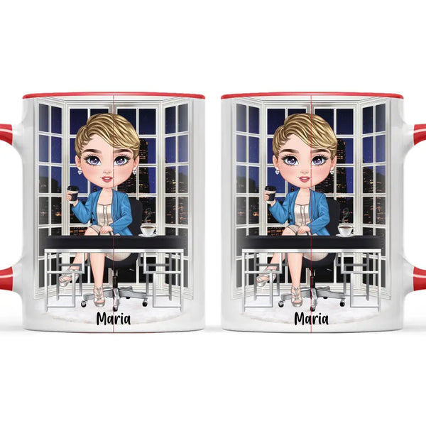 Personalised Business Woman Mug – Customisable Hair, Outfit & Name