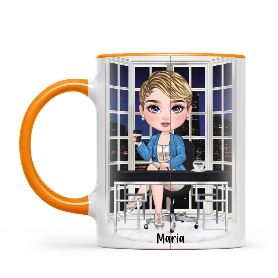 Personalised Business Woman Mug – Customisable Hair, Outfit & Name