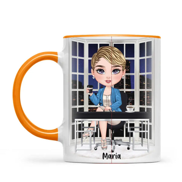 Personalised Business Woman Mug – Customisable Hair, Outfit & Name