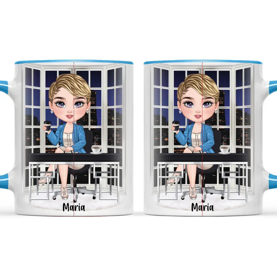 Personalised Business Woman Mug – Customisable Hair, Outfit & Name