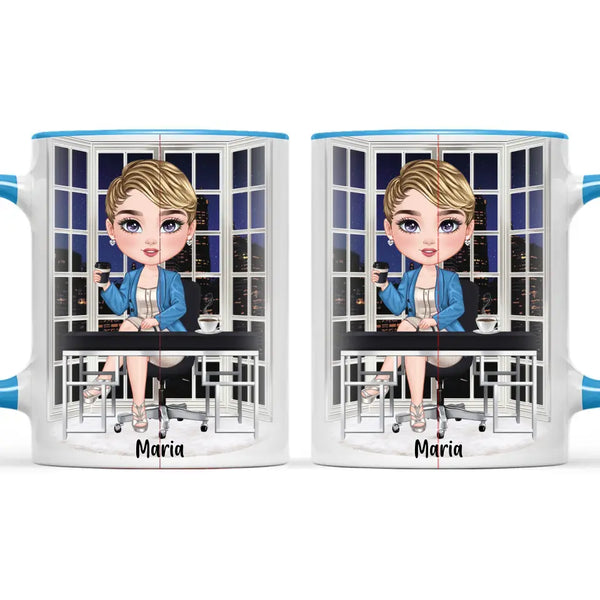 Personalised Business Woman Mug – Customisable Hair, Outfit & Name
