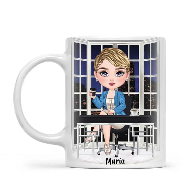 Personalised Business Woman Mug – Customisable Hair, Outfit & Name
