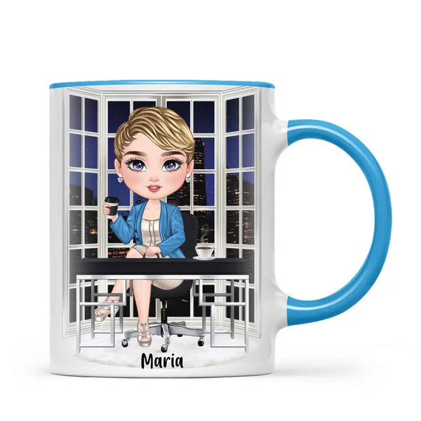 Personalised Business Woman Mug – Customisable Hair, Outfit & Name