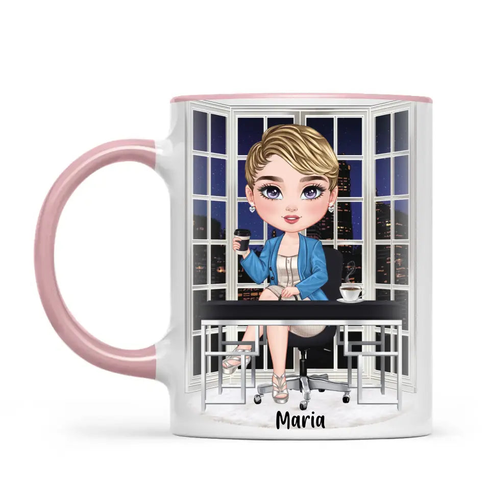 Personalised Business Woman Mug – Customisable Hair, Outfit & Name