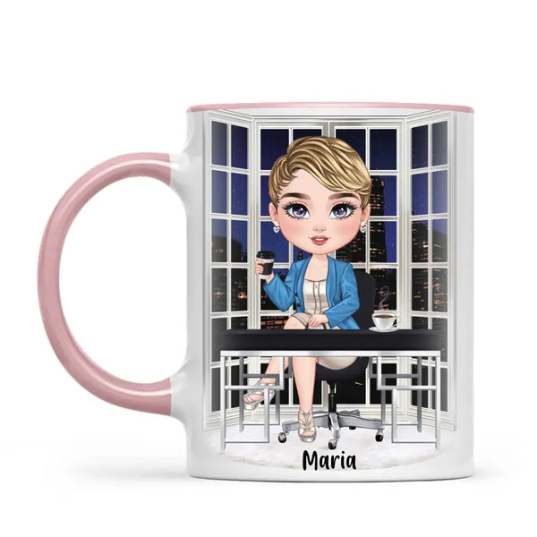 Personalised Business Woman Mug – Customisable Hair, Outfit & Name