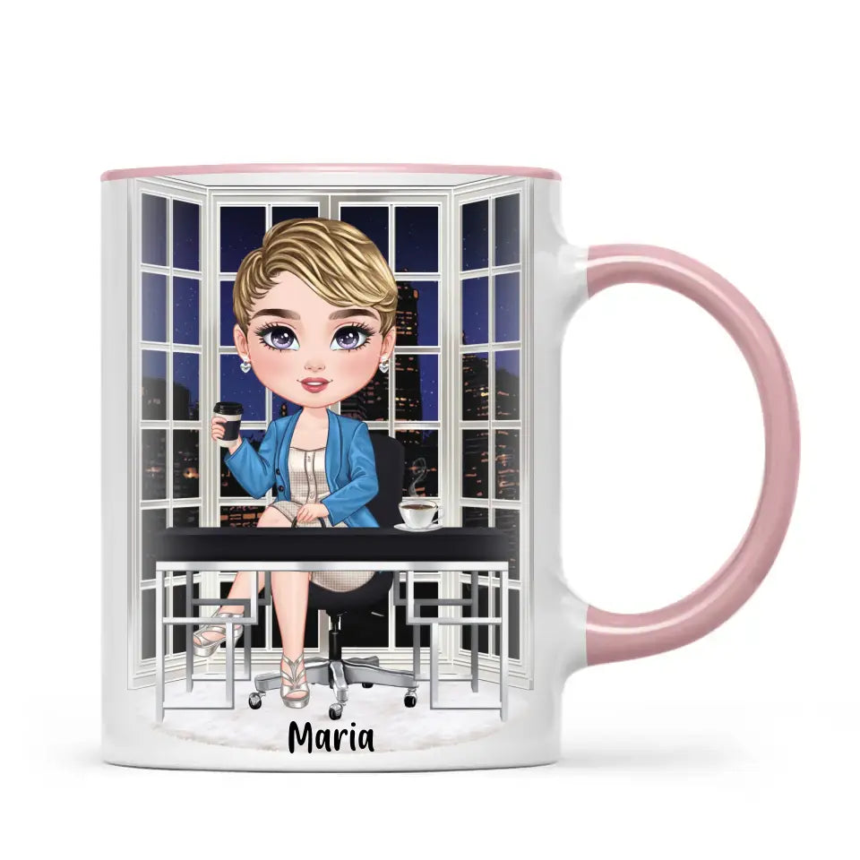 Personalised Business Woman Mug – Customisable Hair, Outfit & Name