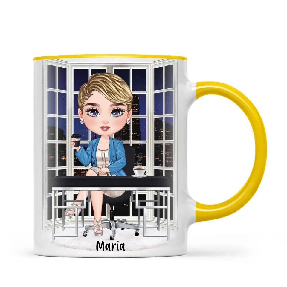 Personalised Business Woman Mug – Customisable Hair, Outfit & Name