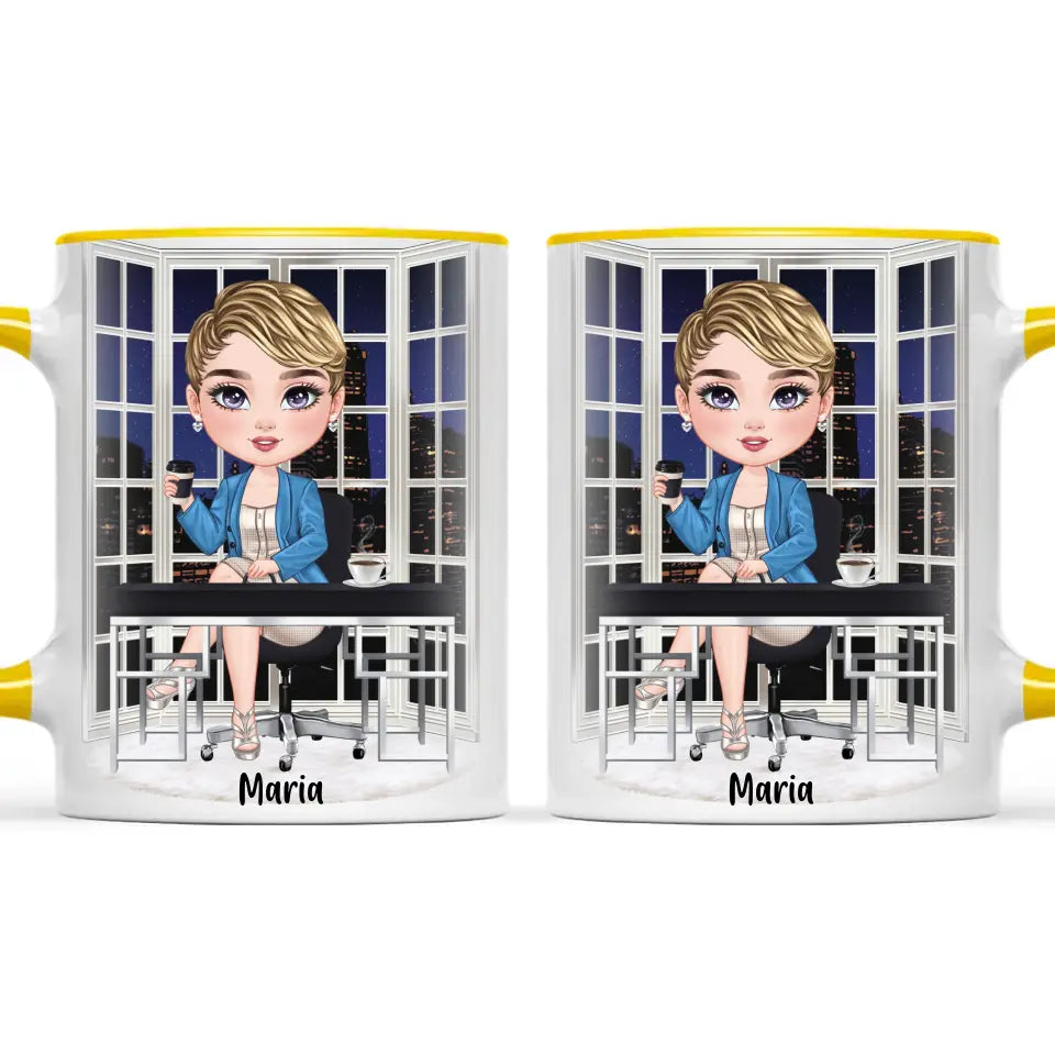 Personalised Business Woman Mug – Customisable Hair, Outfit & Name