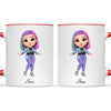 Personalised Girl Character Mug – Customisable Hair, Eyes, Outfit & Name