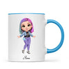 Personalised Girl Character Mug – Customisable Hair, Eyes, Outfit & Name