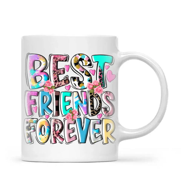 Personalised Best Friends Mug – Custom Cartoon Girls Coffee Cup Gift for Besties