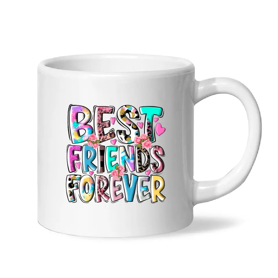 Personalised Best Friends Mug – Custom Cartoon Girls Coffee Cup Gift for Besties