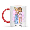 Personalised Best Friends Mug – Custom Cartoon Girls Coffee Cup Gift for Besties