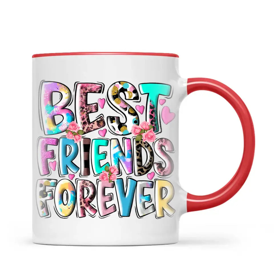 Personalised Best Friends Mug – Custom Cartoon Girls Coffee Cup Gift for Besties