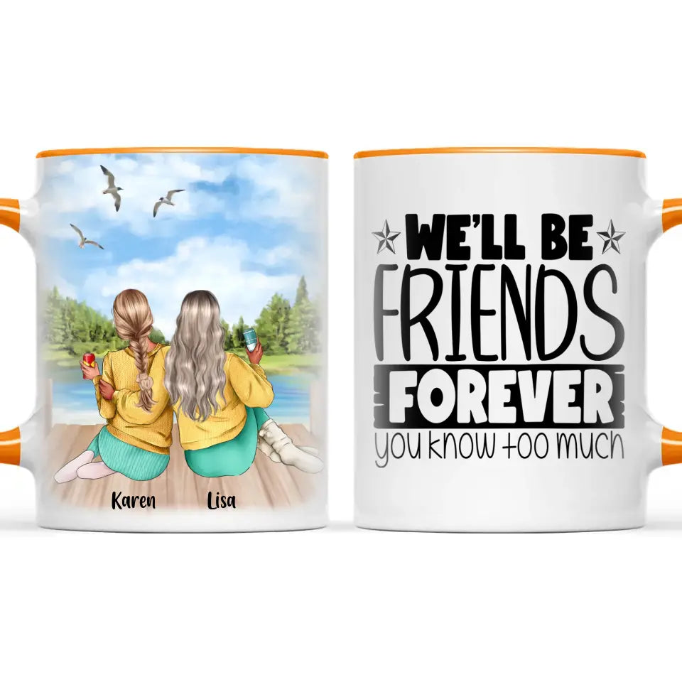 Personalised Best Friends Mug – Custom Two Girls by the Lake Design