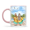 Personalised Best Friends Mug – Custom Two Girls by the Lake Design