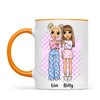 Personalised Best Friends Mug – Custom Cartoon Girls Coffee Cup Gift for Besties