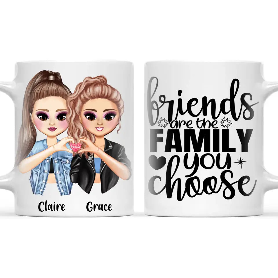 Personalised Best Friends Mug - Customise Hair, Eyes & Outfit - BFF Gift - 11oz Ceramic - NZ Made