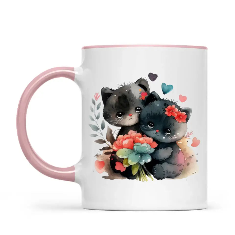 Cute Cat Mug with Funny Quote - Eat Sleep Meow Repeat - Adorable Kitten Illustration Coffee Cup for Cat Lovers, Gifts, and Daily Use