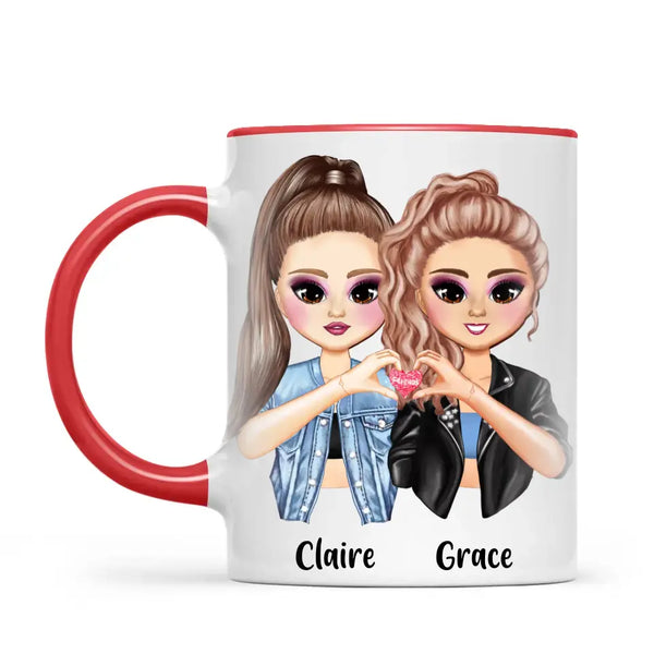Personalised Best Friends Mug - Customise Hair, Eyes & Outfit - BFF Gift - 11oz Ceramic - NZ Made