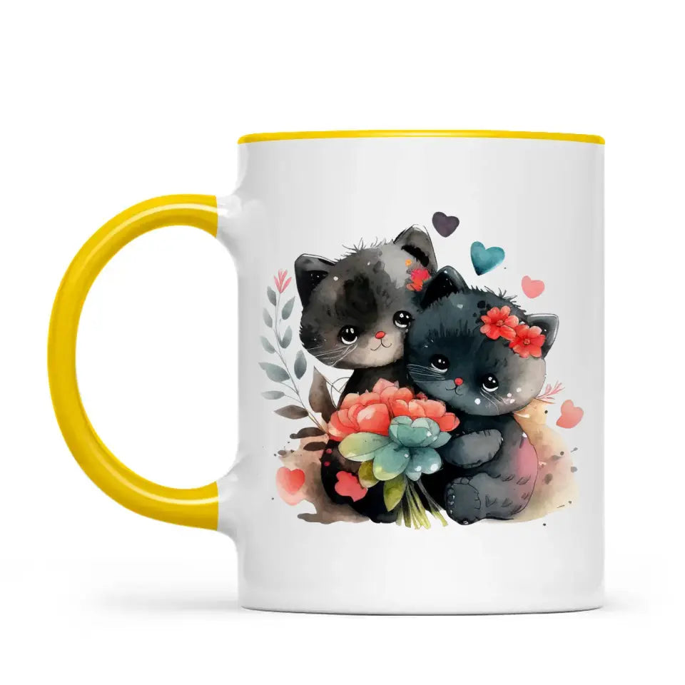 Cute Cat Mug with Funny Quote - Eat Sleep Meow Repeat - Adorable Kitten Illustration Coffee Cup for Cat Lovers, Gifts, and Daily Use