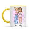 Personalised Best Friends Mug – Custom Cartoon Girls Coffee Cup Gift for Besties
