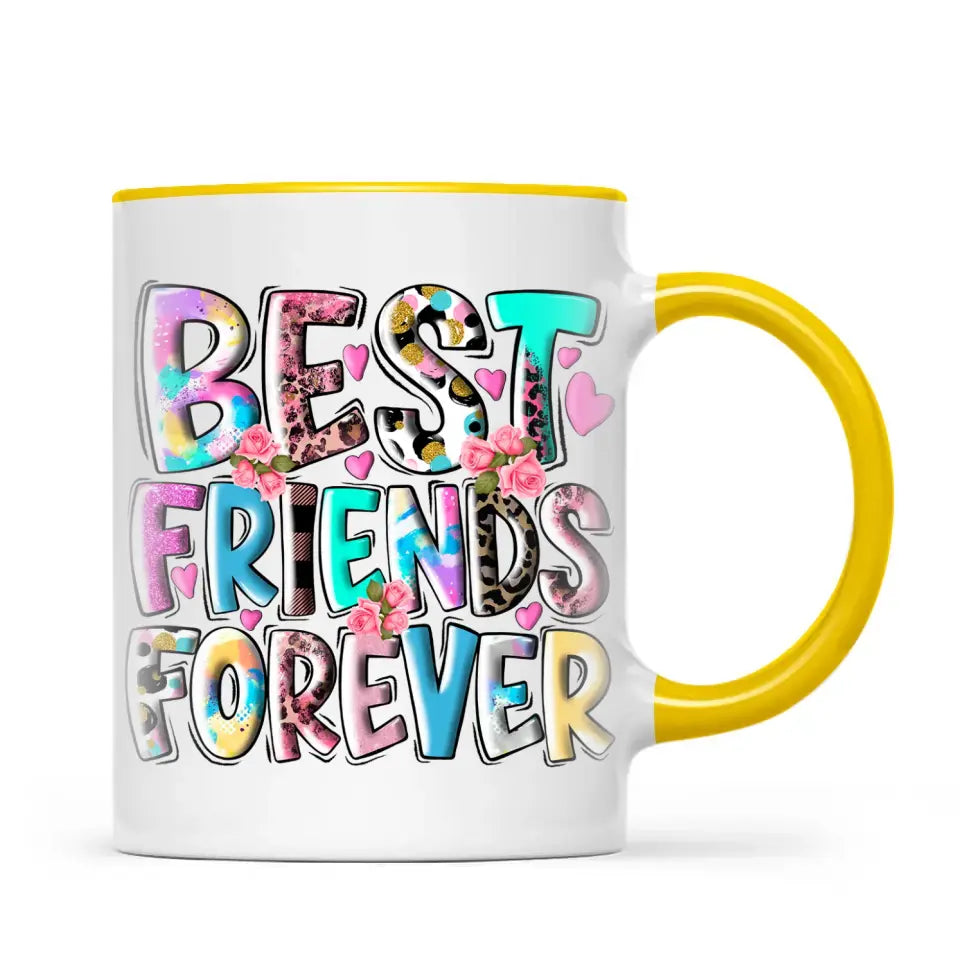 Personalised Best Friends Mug – Custom Cartoon Girls Coffee Cup Gift for Besties