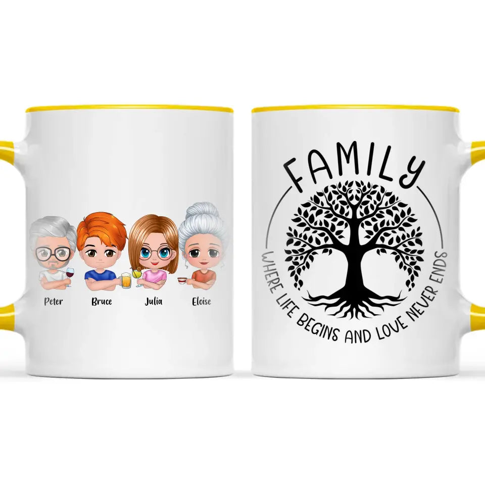 Family Fun: Customizable Cartoon Family Mug