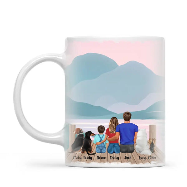 Personalised Family & Pets Mug - Custom Name & Design - Mum, Dad, Kids & Pets - Fully Customisable - 11oz Ceramic Mug - NZ Made