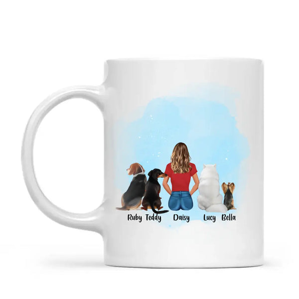 Personalised Pet Lover Mug - Custom Name & Design - Woman with Cats & Dogs - Fully Customisable - 11oz Ceramic Mug - NZ Made