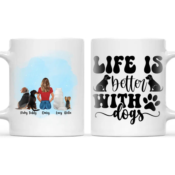 Personalised Pet Lover Mug - Custom Name & Design - Woman with Cats & Dogs - Fully Customisable - 11oz Ceramic Mug - NZ Made