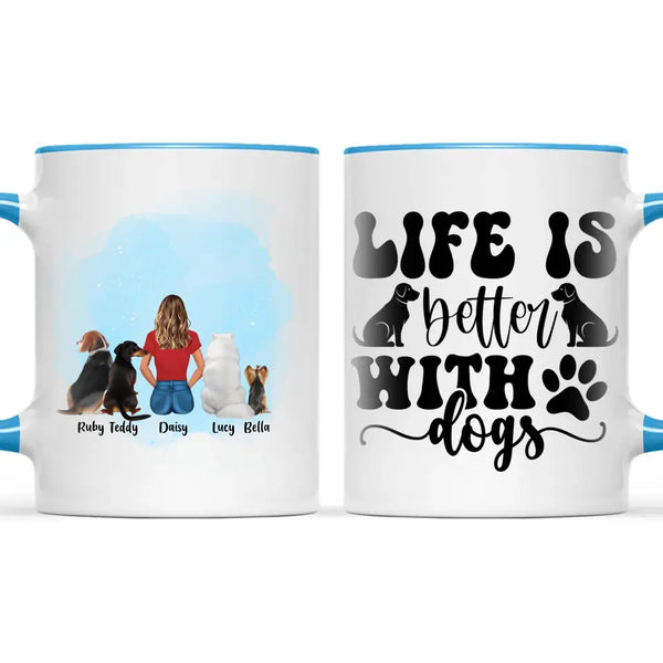 Personalised Pet Lover Mug - Custom Name & Design - Woman with Cats & Dogs - Fully Customisable - 11oz Ceramic Mug - NZ Made