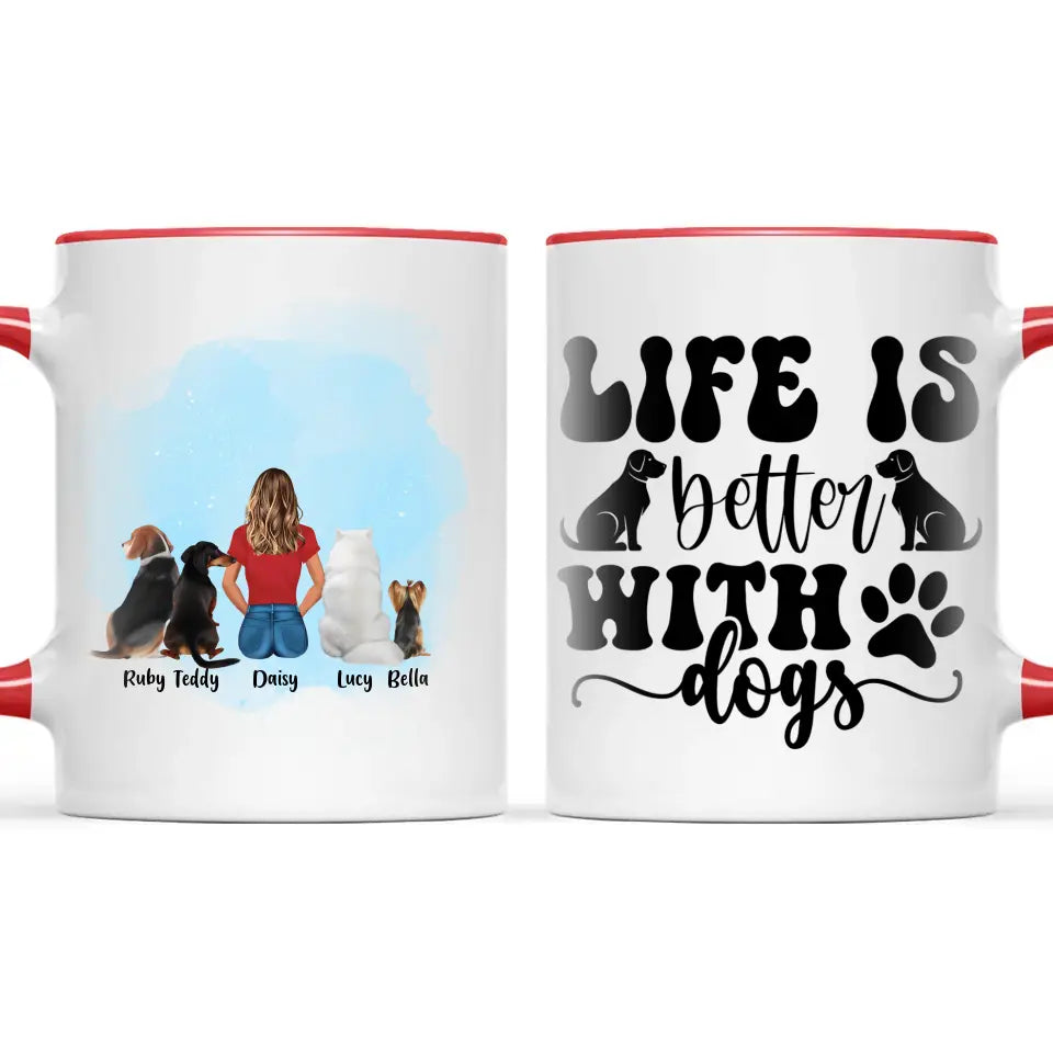 Personalised Pet Lover Mug - Custom Name & Design - Woman with Cats & Dogs - Fully Customisable - 11oz Ceramic Mug - NZ Made