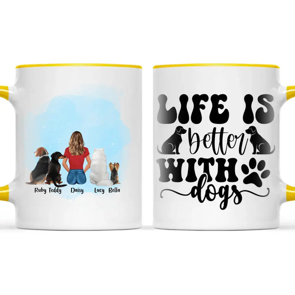 Personalised Pet Lover Mug - Custom Name & Design - Woman with Cats & Dogs - Fully Customisable - 11oz Ceramic Mug - NZ Made