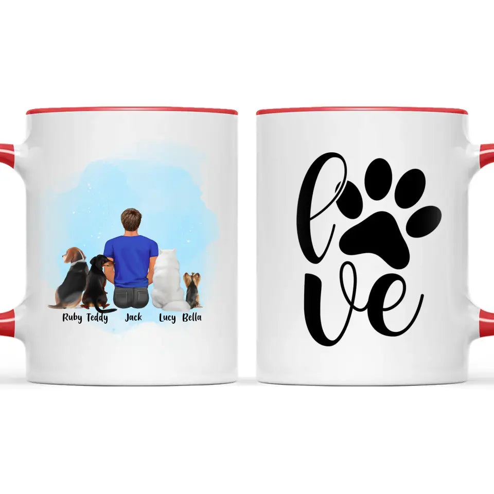 Personalised Pet Lover Mug for Men - Custom Name & Design - Man with Cats & Dogs - Fully Customisable - 11oz Ceramic Mug - NZ Made