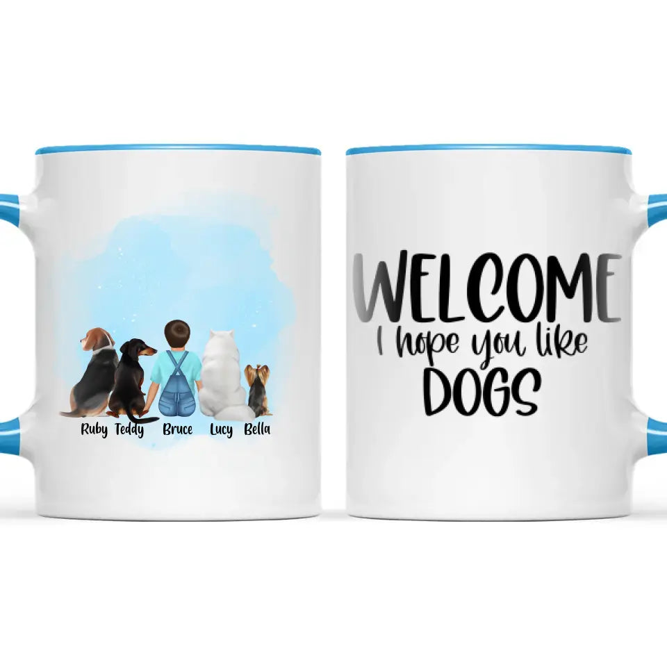 Personalised Kids Pet Mug - Custom Name & Design - Child with Cats & Dogs - Fully Customisable - 11oz Ceramic Mug - NZ Made