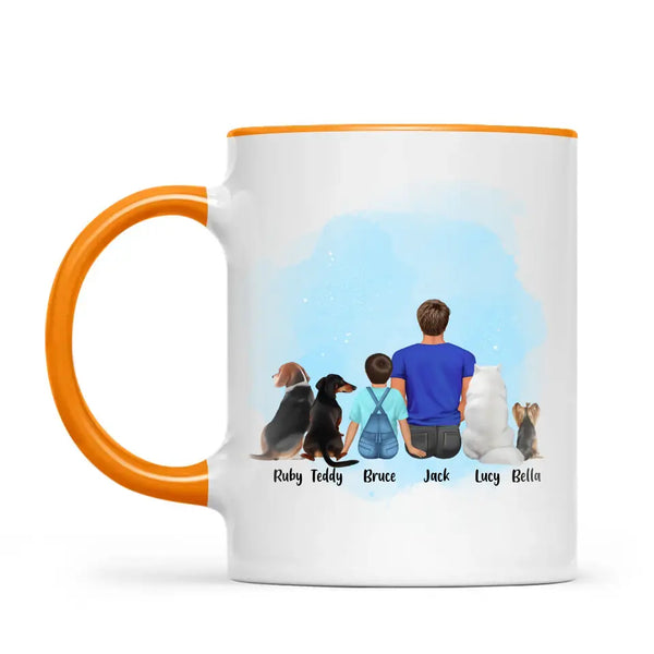 Personalised Dad & Kids Pet Mug - Custom Name & Design - Father with Children & Pets - Fully Customisable - 11oz Ceramic Mug - NZ Made