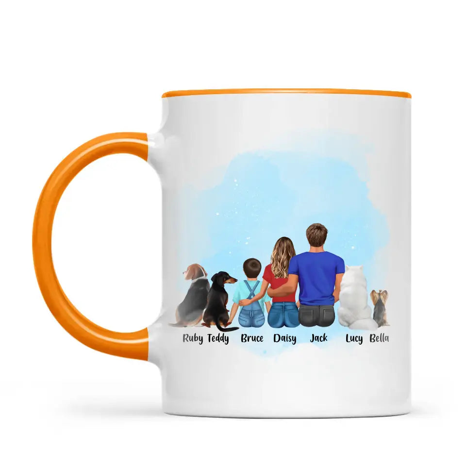 Personalised Family & Pets Mug - Custom Name & Design - Mum, Dad, Kids & Pets - Fully Customisable - 11oz Ceramic Mug - NZ Made