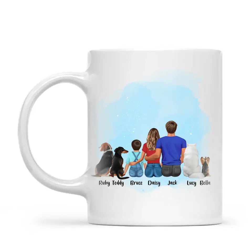 Personalised Family & Pets Mug - Custom Name & Design - Mum, Dad, Kids & Pets - Fully Customisable - 11oz Ceramic Mug - NZ Made