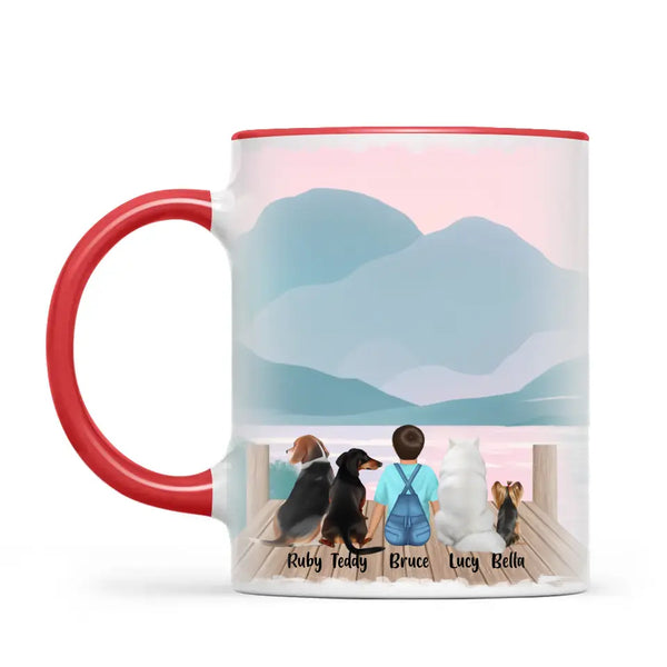 Personalised Kids Pet Mug - Custom Name & Design - Child with Cats & Dogs - Fully Customisable - 11oz Ceramic Mug - NZ Made