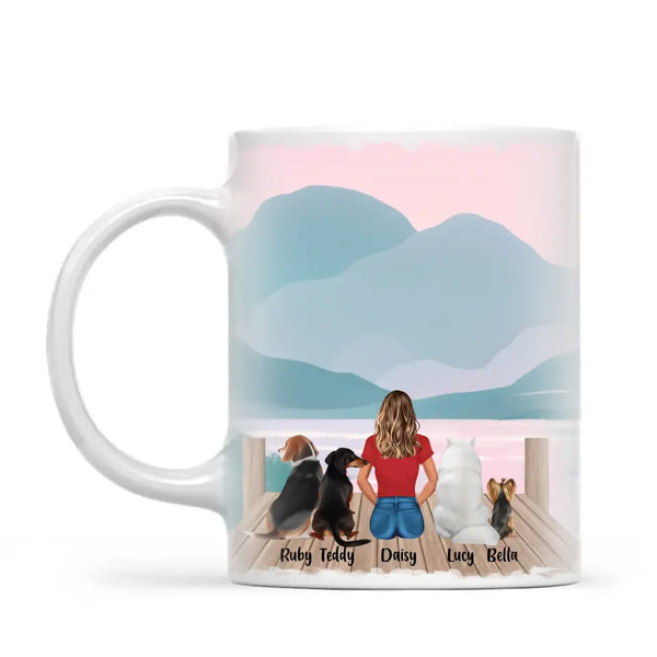 Personalised Pet Lover Mug - Custom Woman & Pets Design - Up to 4 Pets - Fully Customisable - 11oz Ceramic Mug - NZ Made