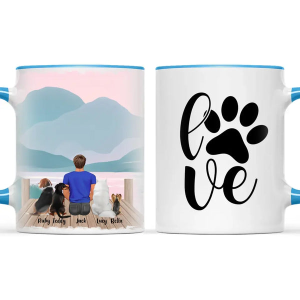 Personalised Pet Lover Mug for Men - Custom Name & Design - Man with Cats & Dogs - Fully Customisable - 11oz Ceramic Mug - NZ Made