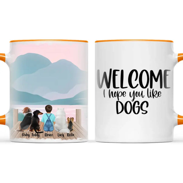 Personalised Kids Pet Mug - Custom Name & Design - Child with Cats & Dogs - Fully Customisable - 11oz Ceramic Mug - NZ Made