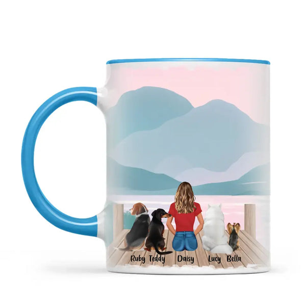 Personalised Pet Lover Mug - Custom Woman & Pets Design - Up to 4 Pets - Fully Customisable - 11oz Ceramic Mug - NZ Made