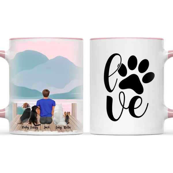 Personalised Pet Lover Mug for Men - Custom Name & Design - Man with Cats & Dogs - Fully Customisable - 11oz Ceramic Mug - NZ Made