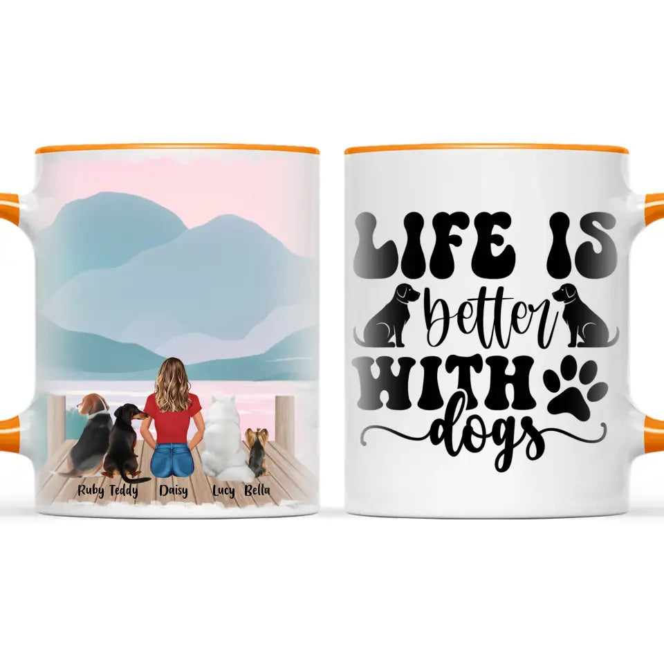 Personalised Pet Lover Mug - Custom Woman & Pets Design - Up to 4 Pets - Fully Customisable - 11oz Ceramic Mug - NZ Made