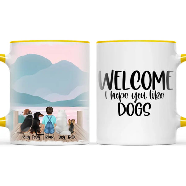 Personalised Kids Pet Mug - Custom Name & Design - Child with Cats & Dogs - Fully Customisable - 11oz Ceramic Mug - NZ Made