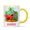 Personalised T-Rex Dinosaur Mug - Custom Name Kids Cup - Prehistoric Jungle Theme - Ceramic or Enamel - 11oz, 6oz, or Camping Mug - NZ Made