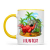 Personalised T-Rex Dinosaur Mug - Custom Name Kids Cup - Prehistoric Jungle Theme - Ceramic or Enamel - 11oz, 6oz, or Camping Mug - NZ Made