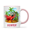 Personalised T-Rex Dinosaur Mug - Custom Name Kids Cup - Prehistoric Jungle Theme - Ceramic or Enamel - 11oz, 6oz, or Camping Mug - NZ Made